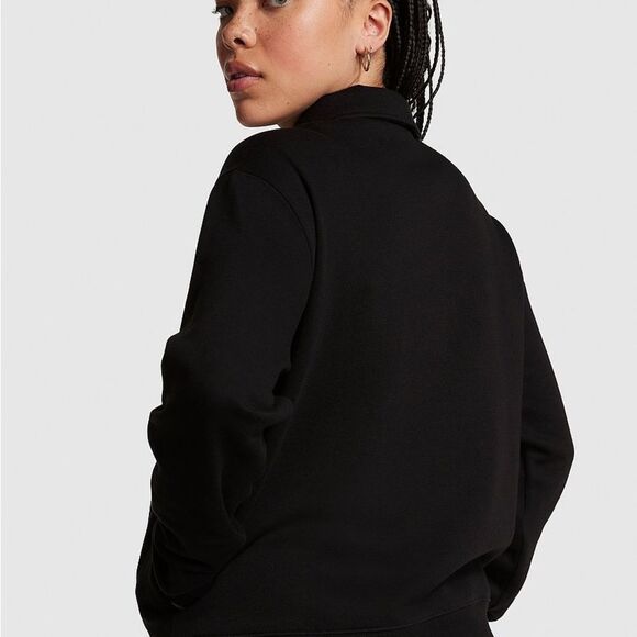 PINK EVERYDAY FLEECE POLO SWEATSHIRT black nwt XL - Picture 2 of 6